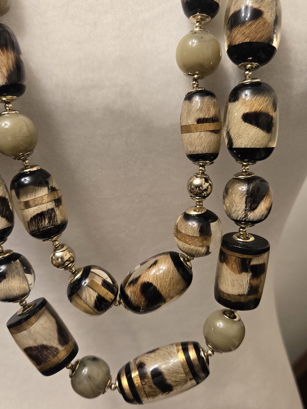 Chicos Handmade Multistrand Beaded Necklace - Black, Gold, Tan - Picture 7 of 9